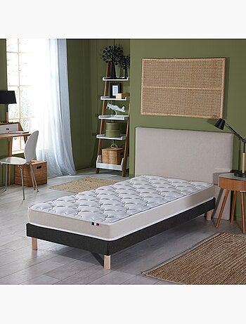 Ensemble Matelas accueil Latex 3 zones INITIAL - Bi Confort Mousse & Latex + Sommier - Blanc