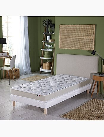 Ensemble Matelas accueil Latex 3 zones INITIAL Mousse & Latex + Sommier , Sommier Gris chiné