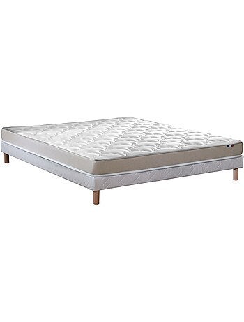 Ensemble Matelas accueil Latex 3 zones INITIAL Mousse & Latex + Sommier , Sommier Gris chiné