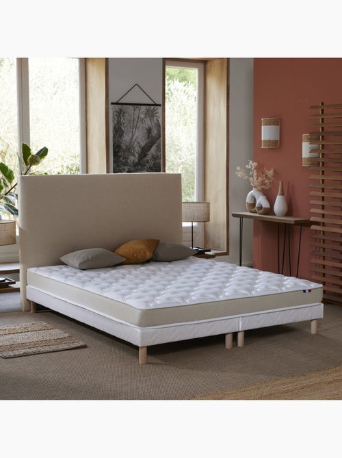 Ensemble Matelas accueil Latex 3 zones INITIAL Bi Confort Mousse & Latex + Sommier , Sommier Blanc - Kiabi