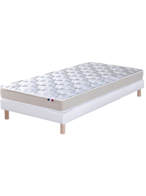 Ensemble Matelas accueil Latex 3 zones INITIAL Bi Confort Mousse & Latex + Sommier , Sommier Blanc - Kiabi