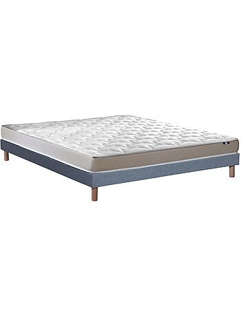 Ensemble Matelas accueil Latex 3 zones INITIAL Bi Confort Mousse & Latex + Sommier , Sommier Blanc