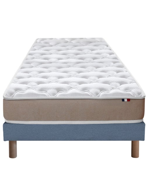 Ensemble Matelas accueil Latex 3 zones INITIAL Bi Confort Mousse & Latex + Sommier , Sommier Bleu - Kiabi