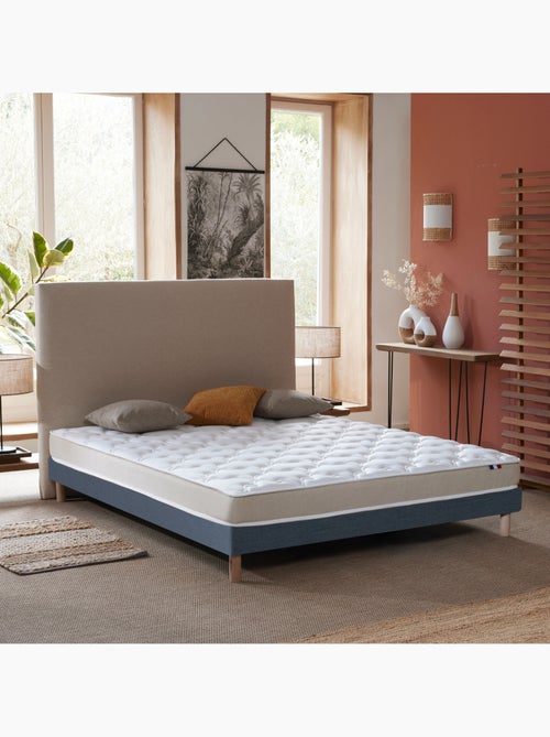 Ensemble Matelas accueil Latex 3 zones INITIAL Bi Confort Mousse & Latex + Sommier , Sommier Bleu - Kiabi