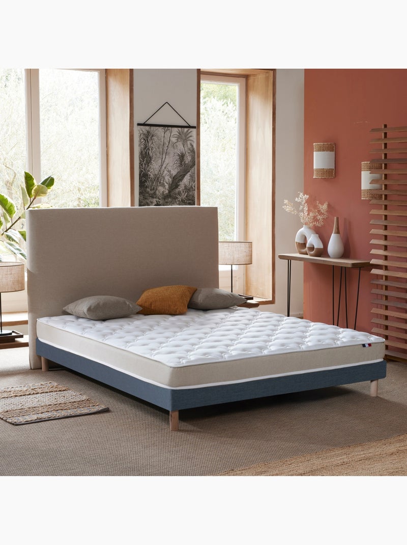 Ensemble Matelas accueil Latex 3 zones INITIAL Bi Confort Mousse & Latex + Sommier , Sommier Bleu Blanc Bleu - Kiabi