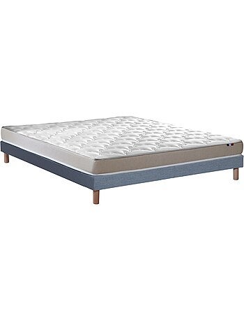 Ensemble Matelas accueil Latex 3 zones INITIAL Mousse & Latex + Sommier , Sommier Gris chiné