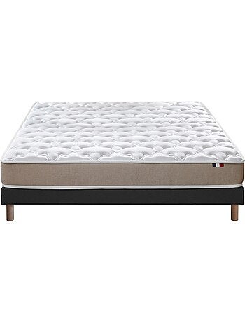 Ensemble Matelas accueil Latex 3 zones INITIAL Bi Confort Mousse & Latex + Sommier , Sommier Blanc
