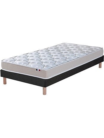 Ensemble Matelas accueil Latex 3 zones INITIAL Bi Confort Mousse & Latex + Sommier , Sommier Blanc
