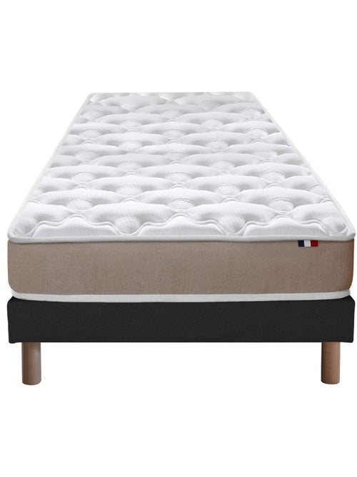 Ensemble Matelas accueil Latex 3 zones INITIAL Bi Confort Mousse & Latex + Sommier , Sommier Noir - Kiabi