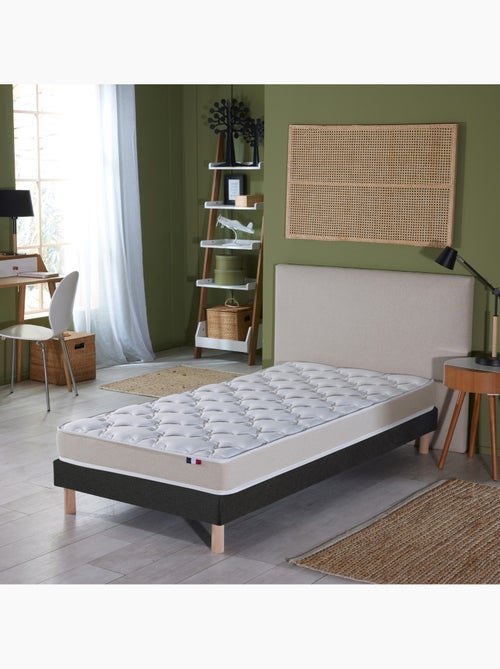 Ensemble Matelas accueil Latex 3 zones INITIAL Bi Confort Mousse & Latex + Sommier , Sommier Noir - Kiabi