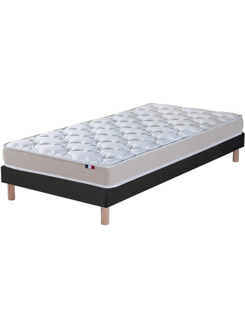 Ensemble Matelas accueil Latex 3 zones INITIAL Bi Confort Mousse & Latex + Sommier , Sommier Noir - Kiabi