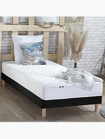 Ensemble Matelas accueil Latex 3 zones INITIAL Mousse & Latex + Sommier , Sommier Gris chiné