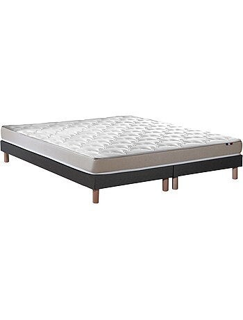 Ensemble Matelas accueil Latex 3 zones INITIAL Mousse & Latex + Sommier , Sommier Gris chiné