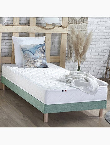 Ensemble Matelas accueil Latex 3 zones INITIAL Mousse & Latex + Sommier , Sommier Gris chiné
