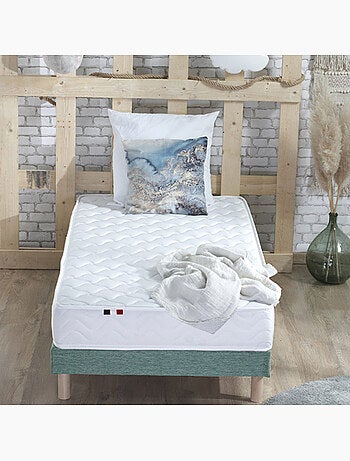 Ensemble Matelas accueil Latex 3 zones INITIAL Mousse & Latex + Sommier , Sommier Gris chiné