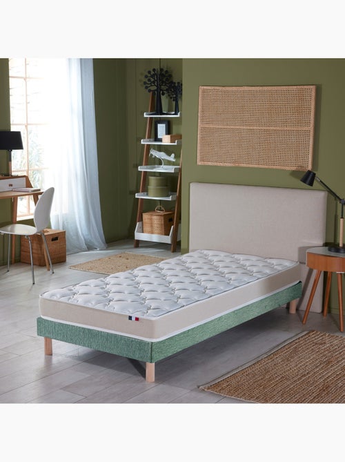 Ensemble Matelas accueil Latex 3 zones INITIAL Bi Confort Mousse & Latex + Sommier , Sommier Vert - Kiabi