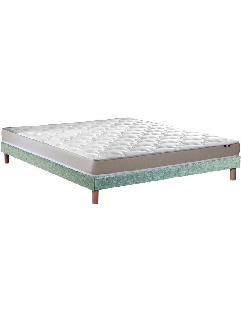 Ensemble Matelas accueil Latex 3 zones INITIAL Bi Confort Mousse & Latex + Sommier , Sommier Vert Blanc Vert - Kiabi