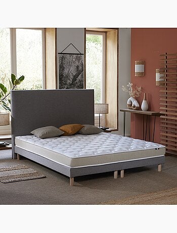 Ensemble Matelas accueil Latex 3 zones INITIAL Bi Confort Mousse & Latex + Sommier , Sommier Blanc