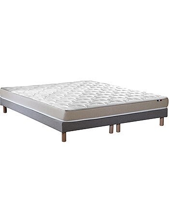 Ensemble Matelas accueil Latex 3 zones INITIAL Bi Confort Mousse & Latex + Sommier , Sommier Blanc