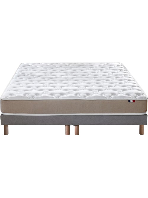 Ensemble Matelas accueil Latex 3 zones INITIAL Mousse & Latex + Sommier , Sommier Gris chiné - Kiabi