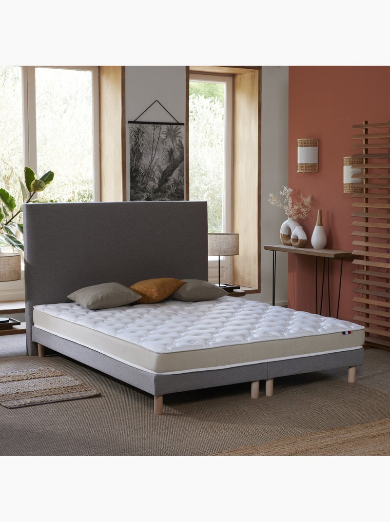 Ensemble Matelas accueil Latex 3 zones INITIAL Mousse & Latex + Sommier , Sommier Gris chiné Blanc Gris - Kiabi