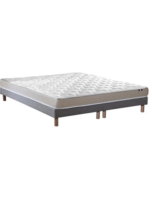 Ensemble Matelas accueil Latex 3 zones INITIAL Mousse & Latex + Sommier , Sommier Gris chiné - Kiabi