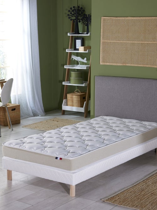 Ensemble Matelas accueil Latex INITIAL Sommier en Kit Couleur - Blanc, - 90 x 200 cm - Kiabi