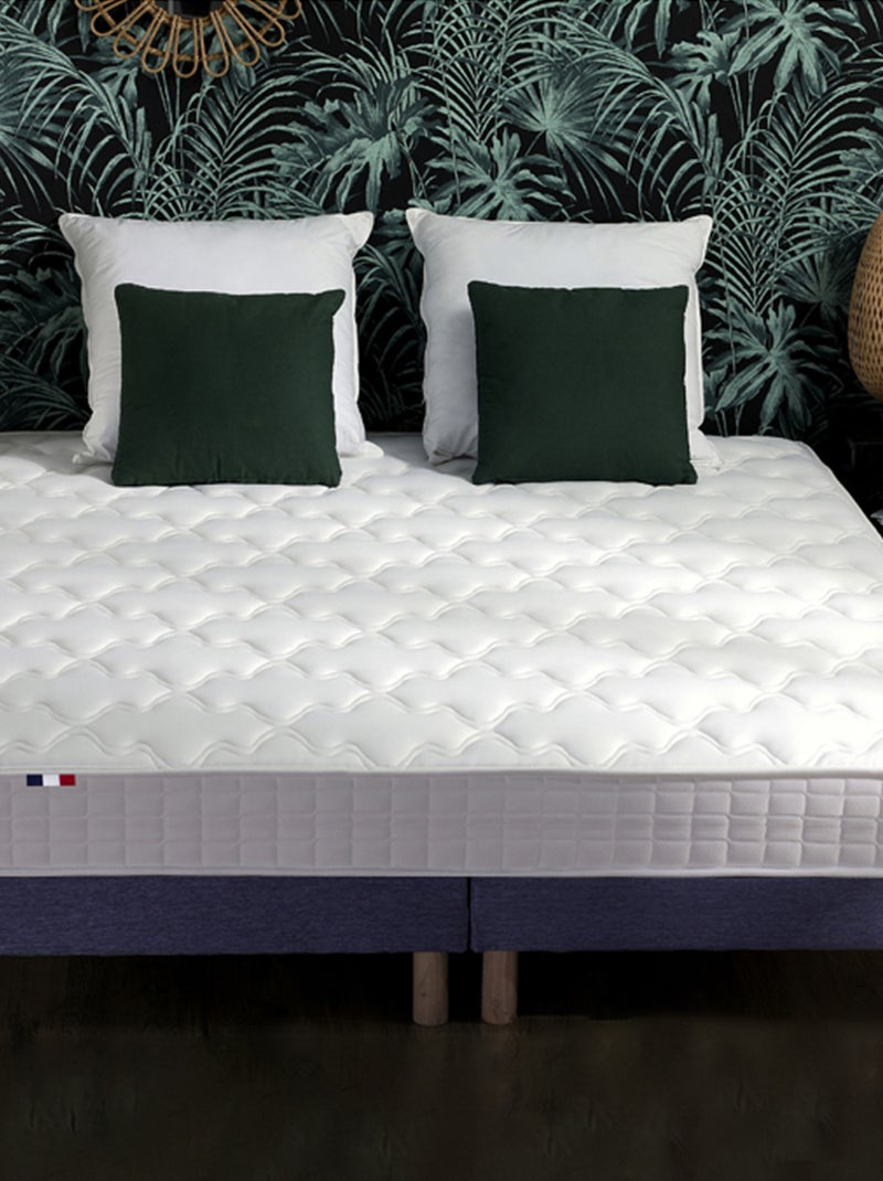 Ensemble Matelas accueil mémoire de forme MAM AZUR + Sommier Made in France , Sommier Bleu denim Bleu Blanc - Kiabi