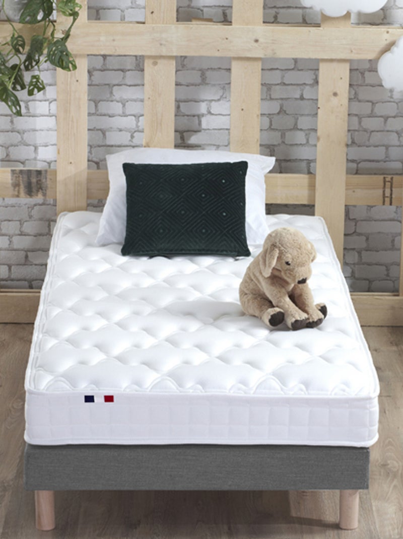 Ensemble Matelas accueil mémoire de forme MAM AZUR + Sommier Made in France , Sommier Gris chiné Gris Blanc - Kiabi