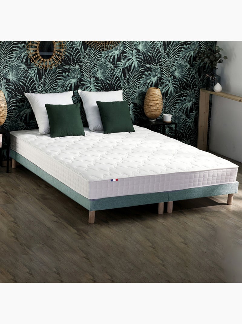 Ensemble Matelas accueil mémoire de forme MAM AZUR + Sommier Made in France , Sommier Vert celadon Blanc Vert - Kiabi