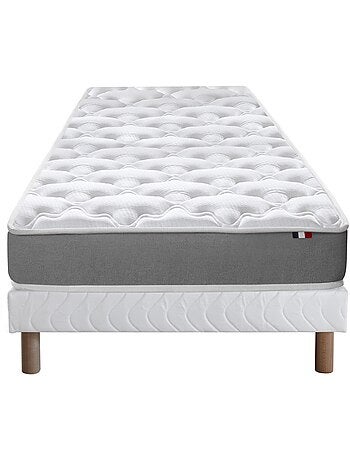 Ensemble matelas mousse réversible sommier bleu 90x190