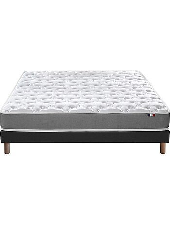 Ensemble matelas mousse réversible sommier bleu 90x190