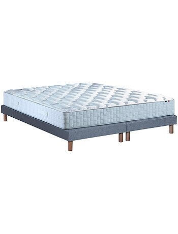 Ensemble matelas ressorts 7 zones sommier bleu 140x190