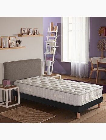 Ensemble matelas ressorts 7 zones sommier bleu 140x190
