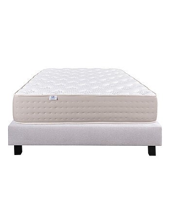 Ensemble matelas ferme avec ressorts ensachés 26 cm et sommier tapissier gris