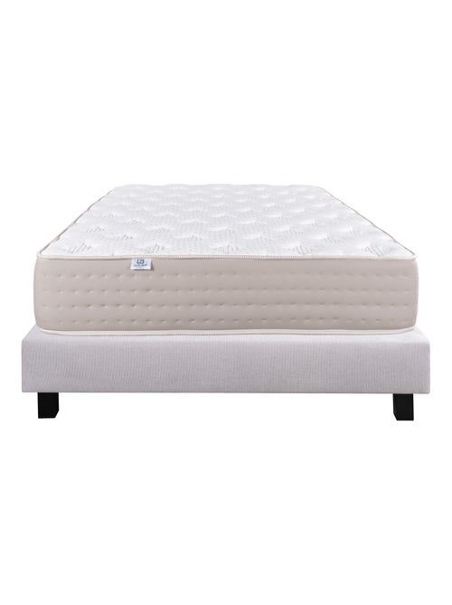 Ensemble matelas ferme avec ressorts ensachés 26 cm et sommier tapissier  gris - Kiabi
