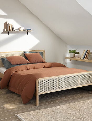 Ensemble matelas ferme mousse + Lit adulte cannage