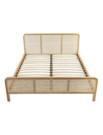 Ensemble matelas ferme mousse + Lit adulte cannage