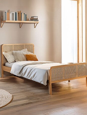 Ensemble matelas ferme mousse + Lit enfant cannage