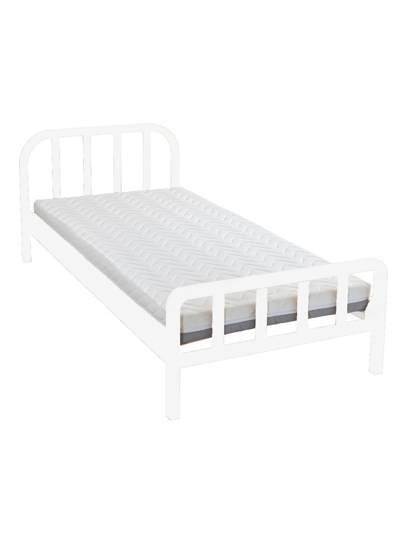Ensemble matelas ferme mousse + Lit enfant en pin massif Blanc - Kiabi