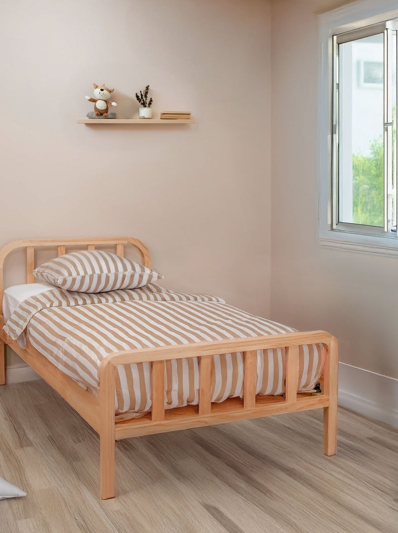 Ensemble matelas ferme mousse + Lit enfant en pin massif Marron clair - Kiabi