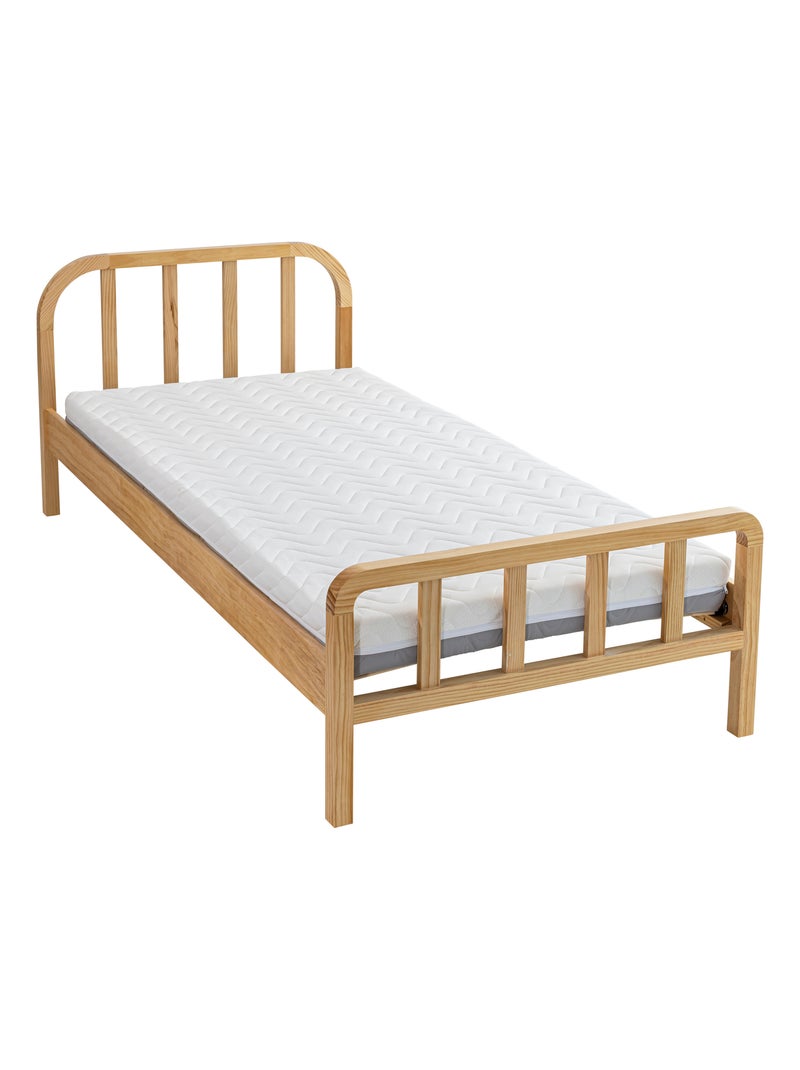 Ensemble matelas ferme mousse + Lit enfant en pin massif Marron clair - Kiabi