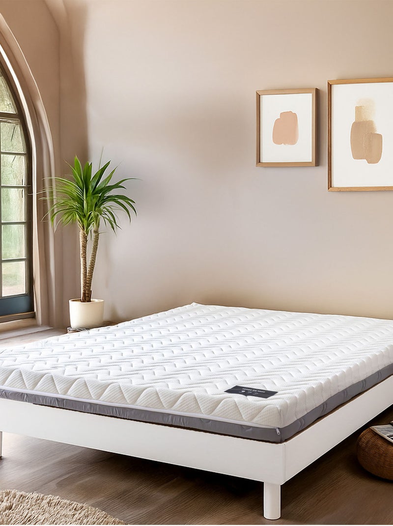 Ensemble matelas ferme mousse + Sommier kit adulte en bois massif Blanc - Kiabi