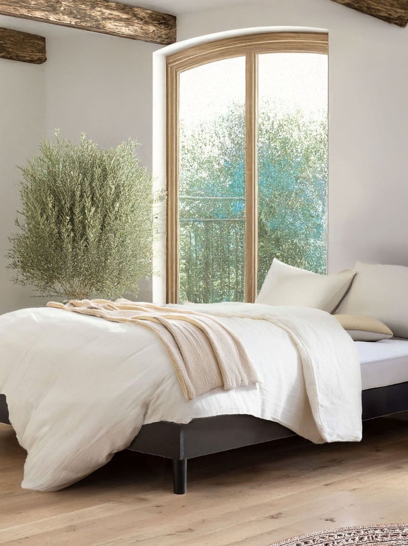 Ensemble matelas ferme mousse + Sommier kit adulte en bois massif Noir - Kiabi