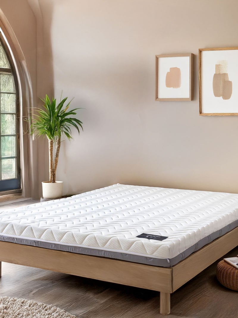 Ensemble matelas ferme mousse + Sommier kit adulte en bois massif Taupe - Kiabi