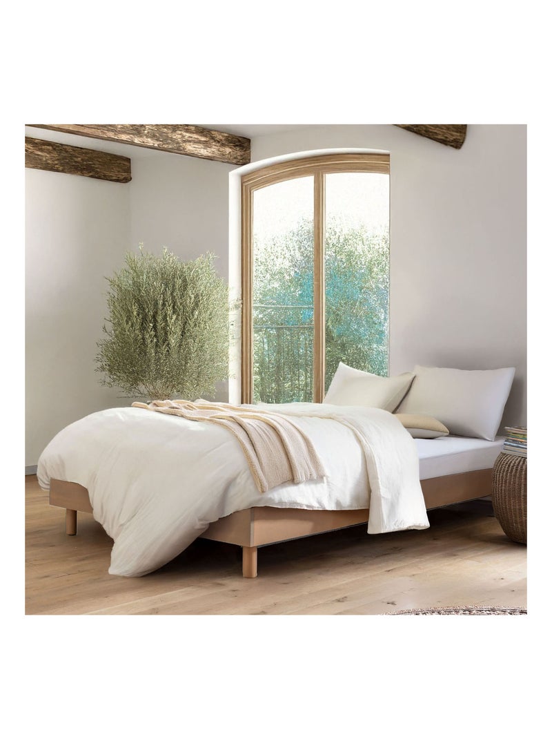 Ensemble matelas ferme mousse + Sommier kit adulte en bois massif Taupe - Kiabi