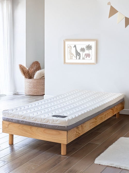 Ensemble matelas ferme mousse + Sommier kit enfant en bois massif - Kiabi