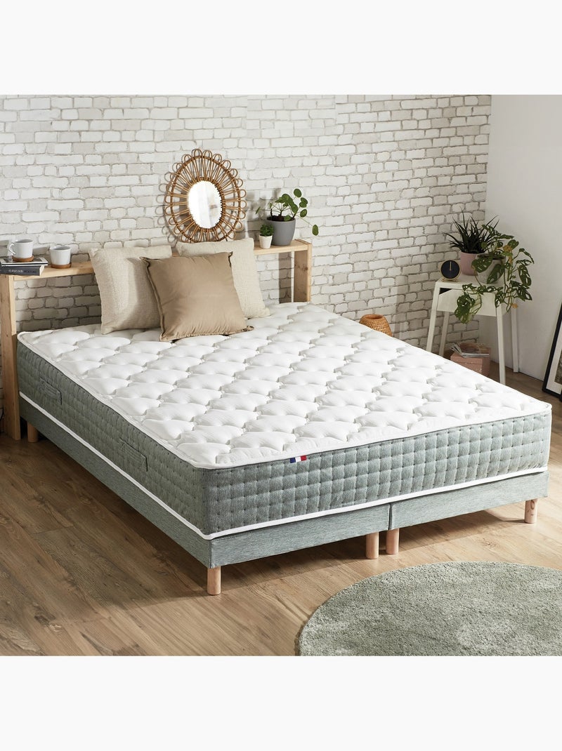 Ensemble matelas HYGGE et sommier : confort ferme et 7 zones - 2x90 x 200 cm Blanc Vert - Kiabi