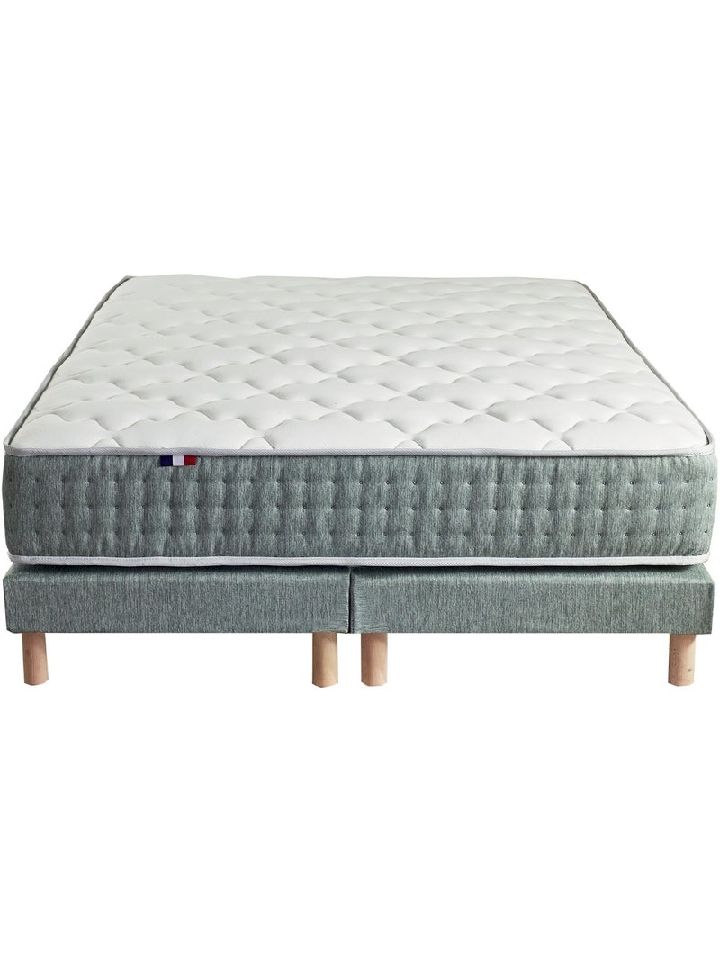 Ensemble matelas HYGGE et sommier : confort ferme et 7 zones - 2x90 x 200 cm Blanc Vert - Kiabi