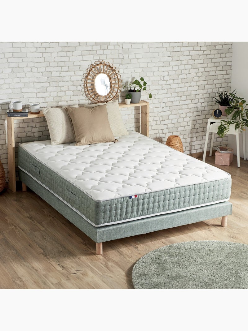 Ensemble matelas HYGGE et sommier : confort ferme et 7 zones Blanc Vert - Kiabi